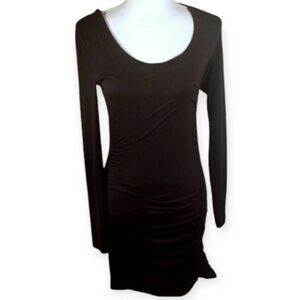 FOREVER 21 BLACK RUCHED DRESS SZ.M EUC